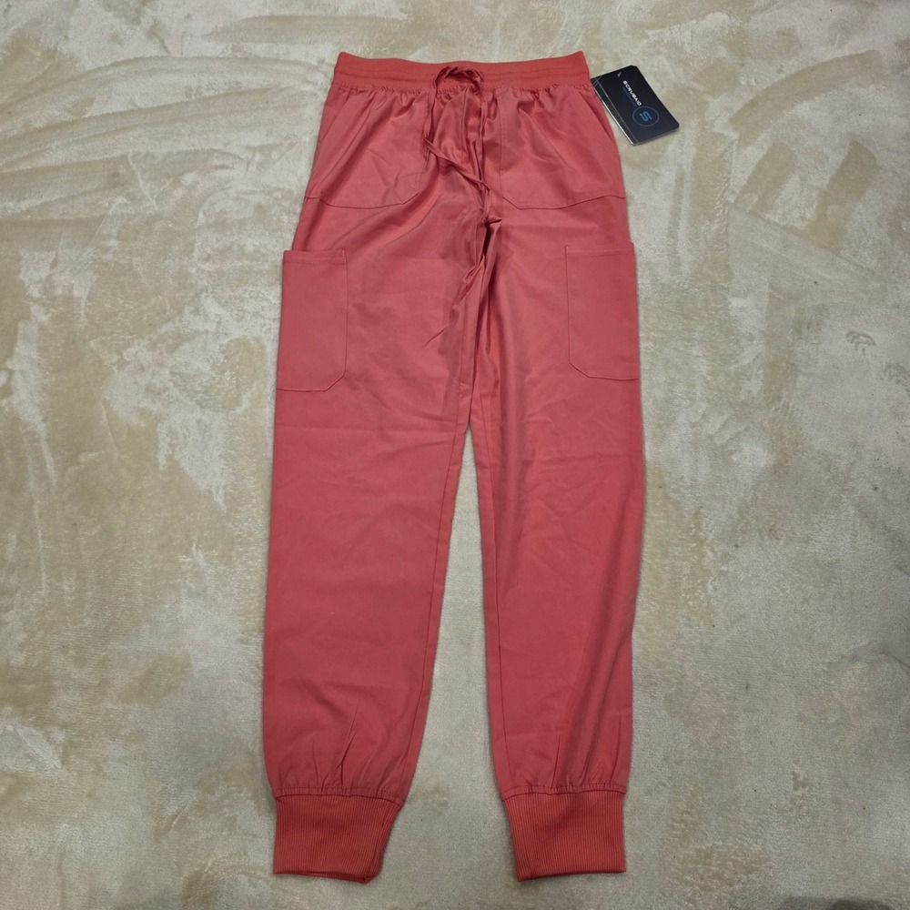 Scrubaid Performance Scrub Pants Womens Medium M Coral Jogger 4-Way Stretch NWT
